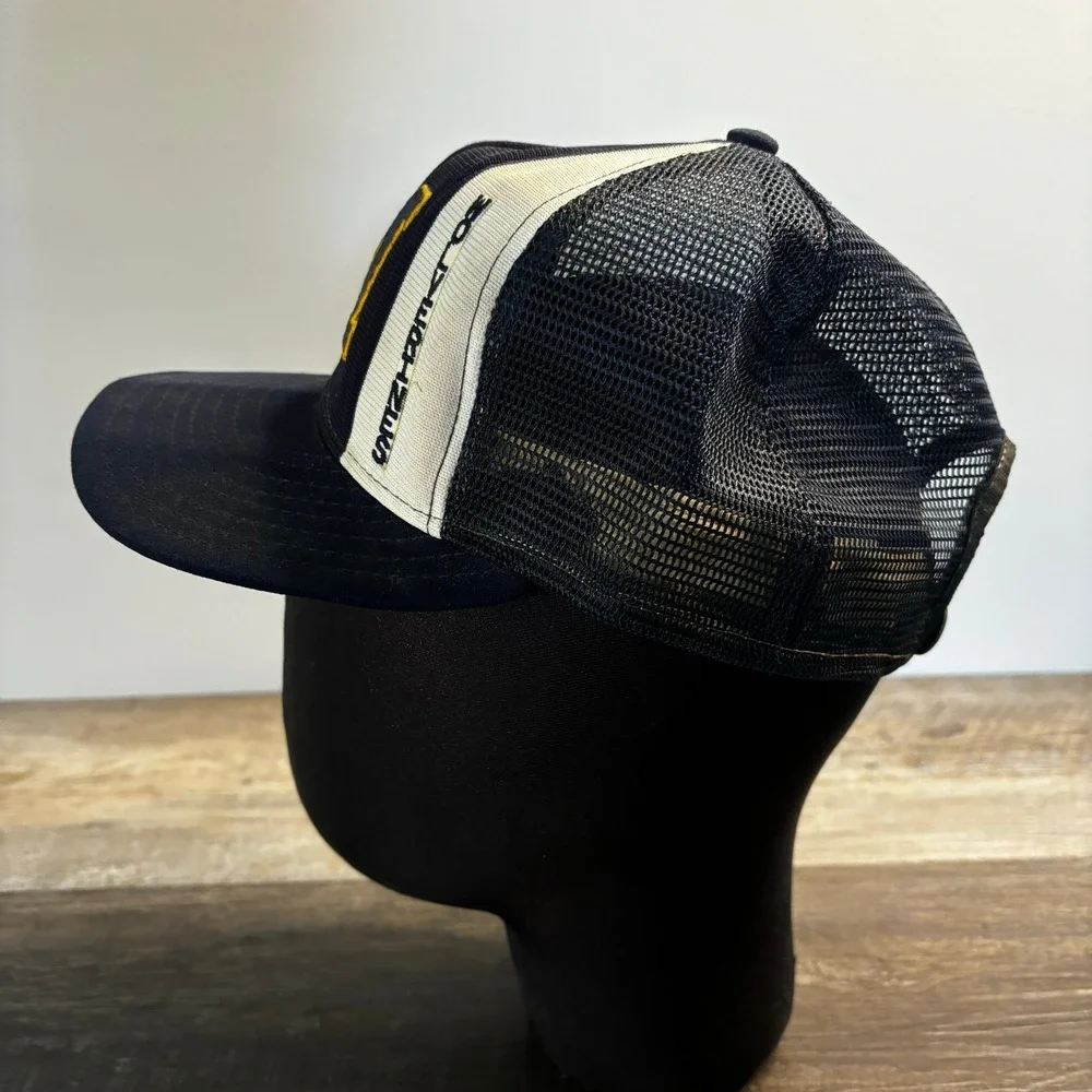 Vintage 80s Michigan Wolverines Lucky Stripes Blue Sz L Snapback Trucker Cap USA